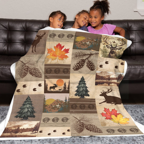 Deer Pattern Blanket Fleece Throw Blanket Super Soft Warm Gifts for Baby Girls Boys Kids Mom Grandma Room Decor