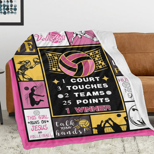 Volleyball Pattern Blanket Fleece Throw Blanket Super Soft Warm Gifts for Baby Girls Boys Kids Mom Grandma Room Decor