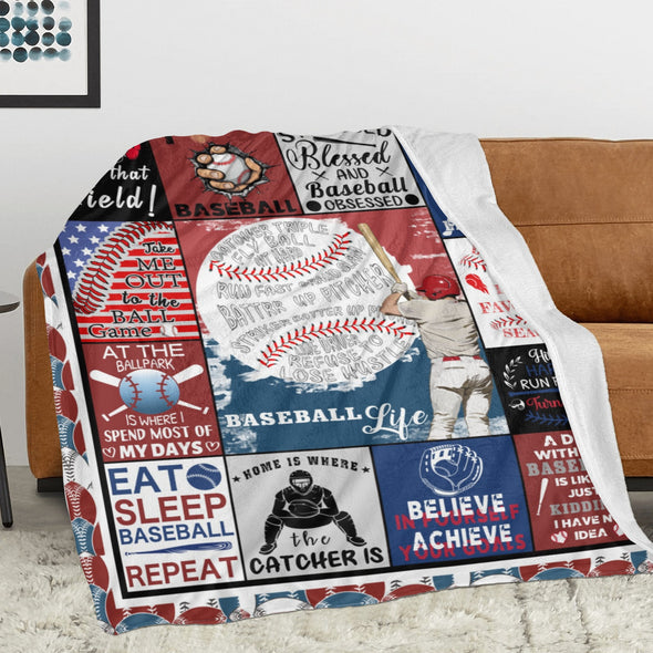Baseball Pattern Blanket Fleece Throw Blanket Super Soft Warm Gifts for Baby Girls Boys Kids Mom Grandma Room Decor