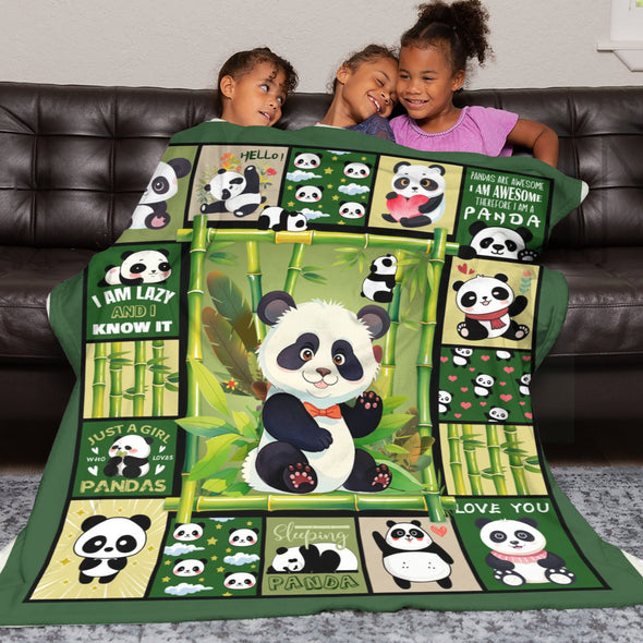 Panda Pattern Blanket Fleece Throw Blanket Super Soft Warm Gifts for Baby Girls Boys Kids Mom Grandma Room Decor