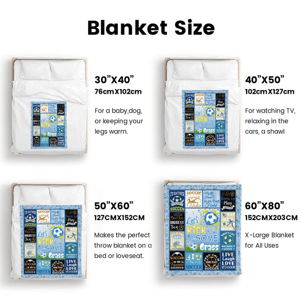 Soccer Blanket, Soccer Sports Themed Throw, Soft Nap Throw Blanket for Home Boys Girls Women Men Soccer Lovers Gifts
