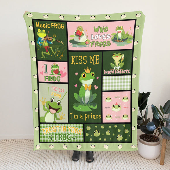 Frog Pattern Blanket Fleece Throw Blanket Super Soft Warm Gifts for Baby Girls Boys Kids Mom Grandma Room Decor