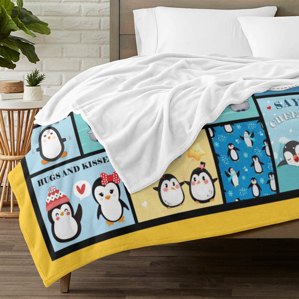 Penguin Blanket Fleece Throw Blanket Super Soft Warm Gifts for Baby Girls Boys Kids Mom Grandma Room Decor