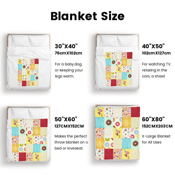 Donut Pattern Blanket Fleece Throw Blanket Super Soft Warm Gifts for Baby Girls Boys Kids Mom Grandma Room Decor