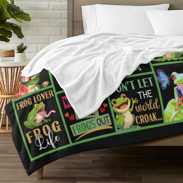Frog Pattern Blanket Fleece Throw Blanket Super Soft Warm Gifts for Baby Girls Boys Kids Mom Grandma Room Decor