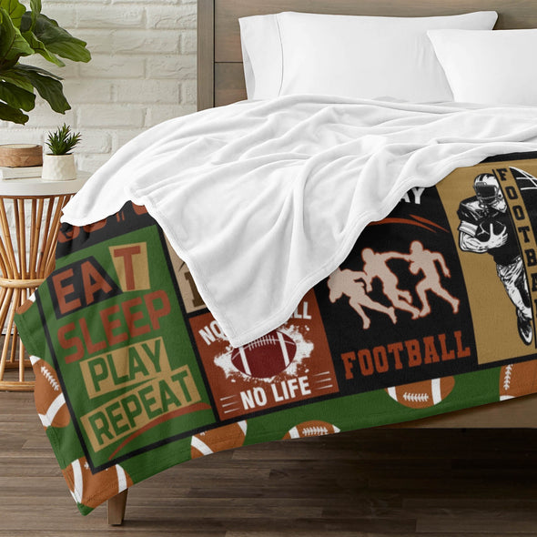 Football Pattern Blanket Fleece Throw Blanket Super Soft Warm Gifts for Baby Girls Boys Kids Mom Grandma Room Decor