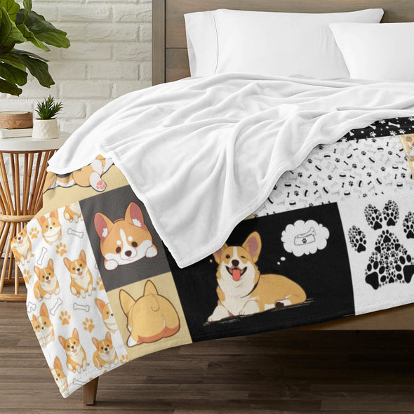 Corgi Blanket Fleece Throw Blanket Super Soft Warm Gifts for Baby Girls Boys Kids Mom Grandma Room Decor