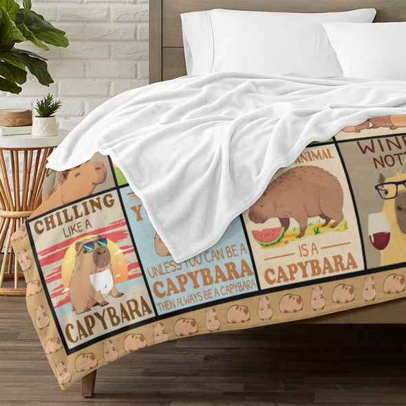 Capybara Pattern Blanket Fleece Throw Blanket Super Soft Warm Gifts for Baby Girls Boys Kids Mom Grandma Room Decor