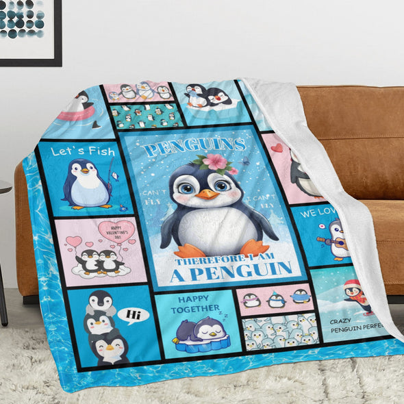 Penguin Blanket Fleece Throw Blanket Super Soft Warm Gifts for Baby Girls Boys Kids Mom Grandma Room Decor