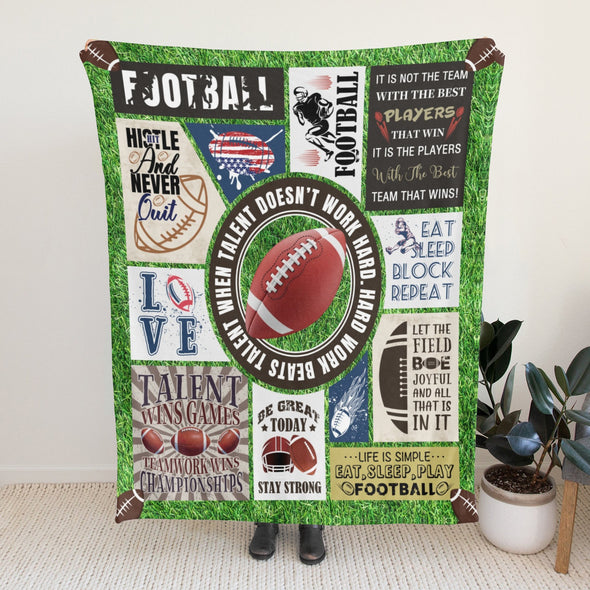 Football Pattern Blanket Fleece Throw Blanket Super Soft Warm Gifts for Baby Girls Boys Kids Mom Grandma Room Decor
