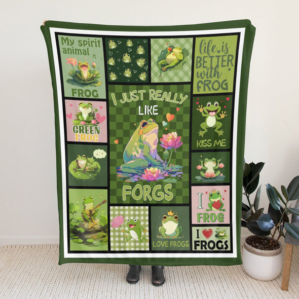 Frog Pattern Blanket Fleece Throw Blanket Super Soft Warm Gifts for Baby Girls Boys Kids Mom Grandma Room Decor