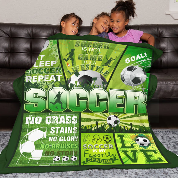 Soccer Blanket, Soccer Sports Themed Throw, Soft Nap Throw Blanket for Home Boys Girls Women Men Soccer Lovers Gifts