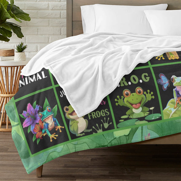 Frog Pattern Blanket Fleece Throw Blanket Super Soft Warm Gifts for Baby Girls Boys Kids Mom Grandma Room Decor