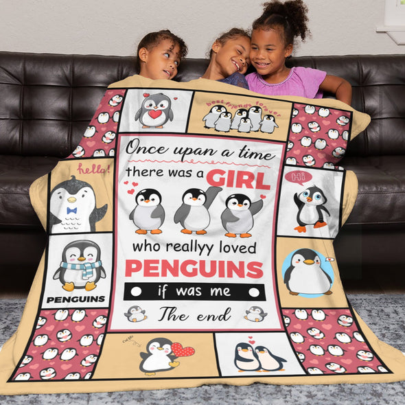 Penguin Blanket Fleece Throw Blanket Super Soft Warm Gifts for Baby Girls Boys Kids Mom Grandma Room Decor