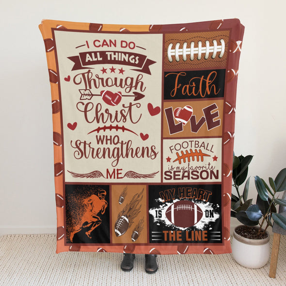 Football Pattern Blanket Fleece Throw Blanket Super Soft Warm Gifts for Baby Girls Boys Kids Mom Grandma Room Decor
