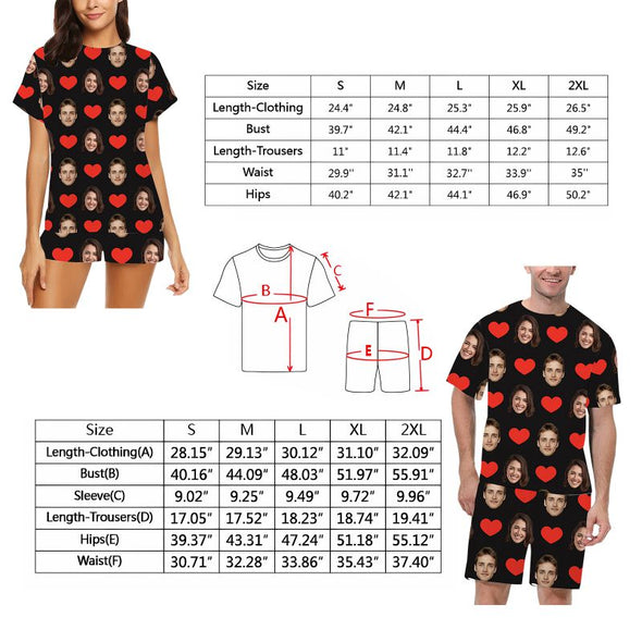 Personalized Pajamas with Face Photo Pet Pictures Custom Short Sleeves Pjs for Women Men Christmas Gift