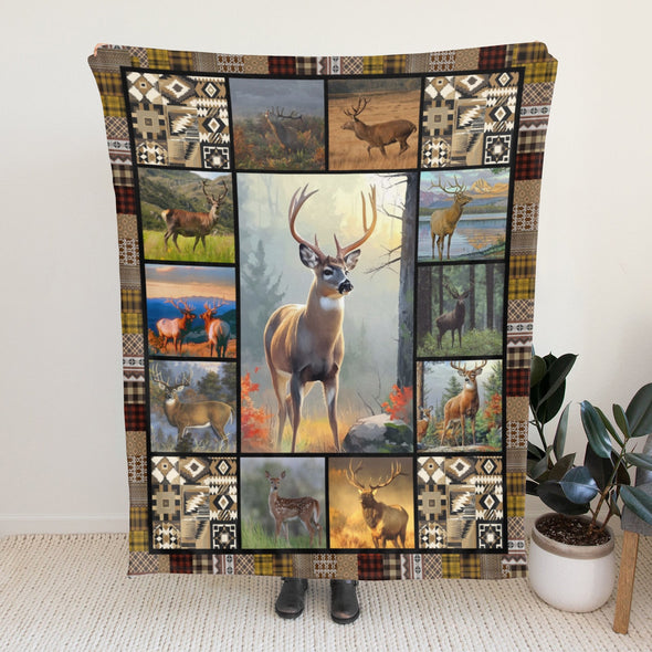 Deer Pattern Blanket Fleece Throw Blanket Super Soft Warm Gifts for Baby Girls Boys Kids Mom Grandma Room Decor