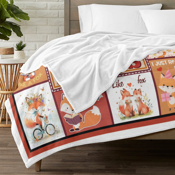 Fox Pattern Blanket Fleece Throw Blanket Super Soft Warm Gifts for Baby Girls Boys Kids Mom Grandma Room Decor