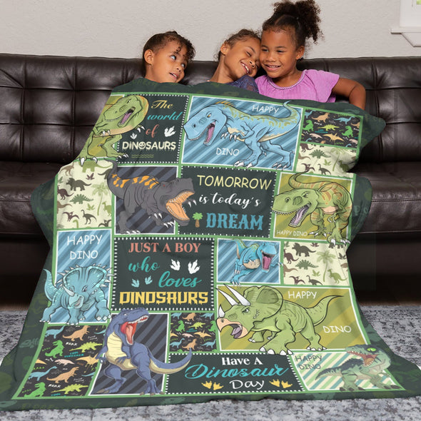 Dinosaur Blanket for Boys Kids Soft Flannel Blanket for Children's Toys are Suitable for Beds, Sofas and School Lunch Break-2-hml Balnket