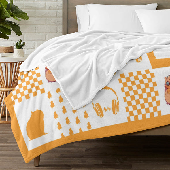 Capybara Pattern Blanket Fleece Throw Blanket Super Soft Warm Gifts for Baby Girls Boys Kids Mom Grandma Room Decor