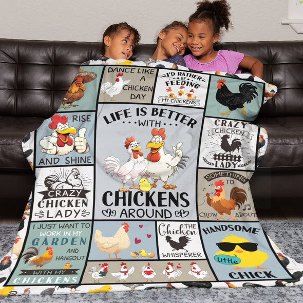 Chicken Pattern Blanket Fleece Throw Blanket Super Soft Warm Gifts for Baby Girls Boys Kids Mom Grandma Room Decor