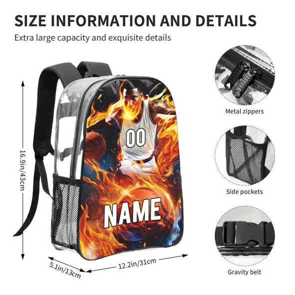 Custom Transparent Backpack with Name Personalized Travel Bags Customize for Boy Girl Adults Men Women Casual Camping