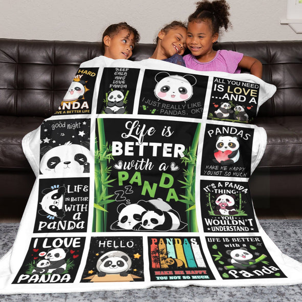 Panda Pattern Blanket Fleece Throw Blanket Super Soft Warm Gifts for Baby Girls Boys Kids Mom Grandma Room Decor