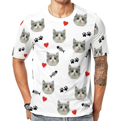 Custom t shirt printing Your Own Photo, Personalized Pet Face Short Sleeve for Men Valentine's Father's Day Gifts