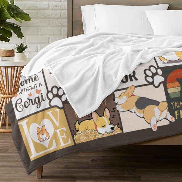 Corgi Blanket Fleece Throw Blanket Super Soft Warm Gifts for Baby Girls Boys Kids Mom Grandma Room Decor