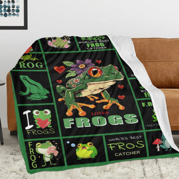 Frog Pattern Blanket Fleece Throw Blanket Super Soft Warm Gifts for Baby Girls Boys Kids Mom Grandma Room Decor