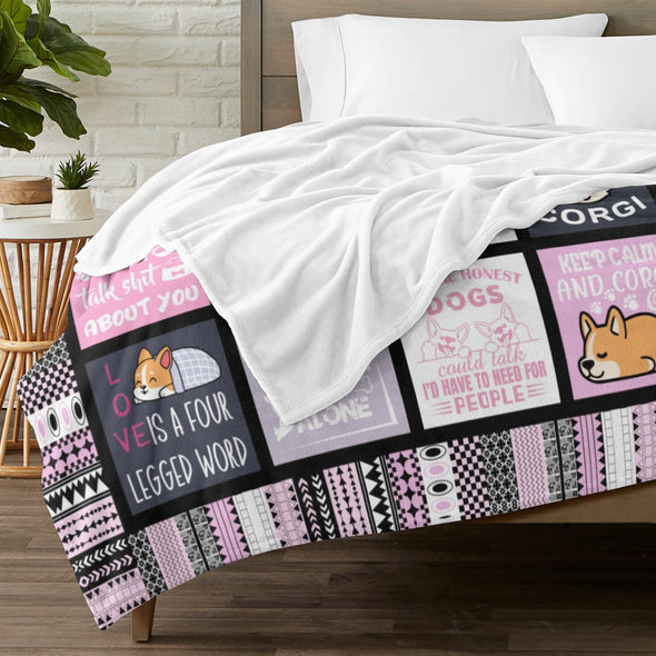 Corgi Blanket Fleece Throw Blanket Super Soft Warm Gifts for Baby Girls Boys Kids Mom Grandma Room Decor