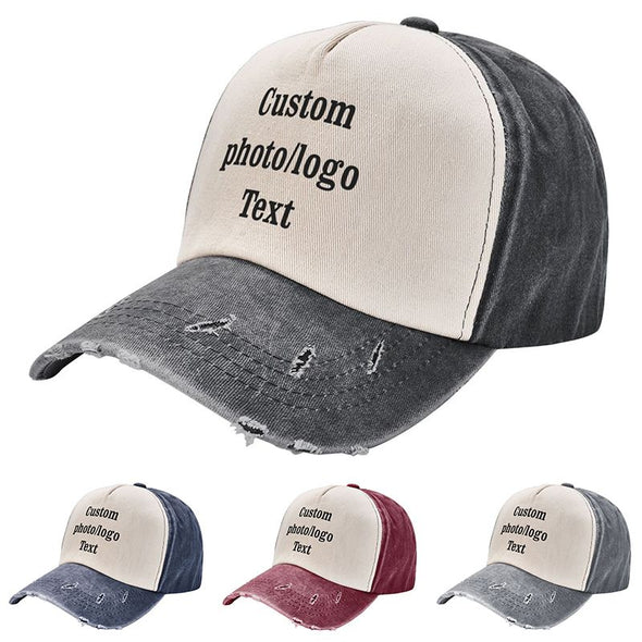 Custom Denim Hat with Text/Photo/Logo, Personalized Baseball Caps for Men, Women