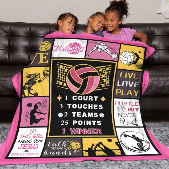 Volleyball Pattern Blanket Fleece Throw Blanket Super Soft Warm Gifts for Baby Girls Boys Kids Mom Grandma Room Decor