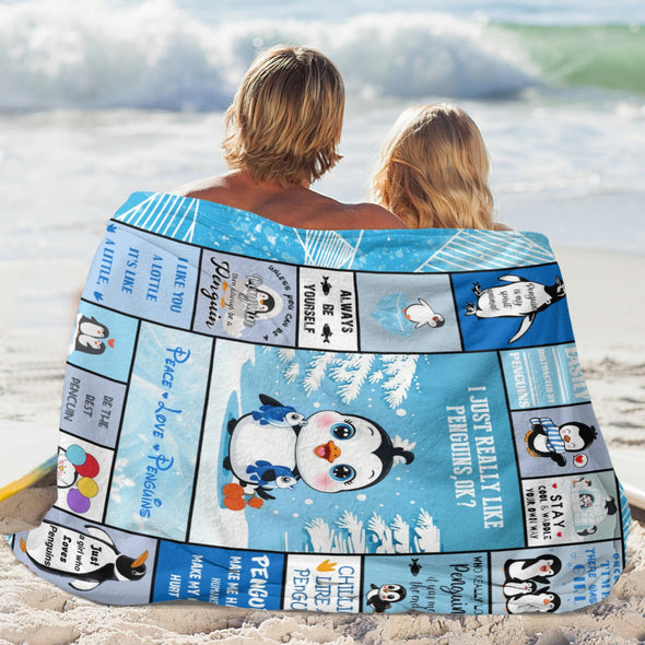 Penguin Blanket Fleece Throw Blanket Super Soft Warm Gifts for Baby Girls Boys Kids Mom Grandma Room Decor