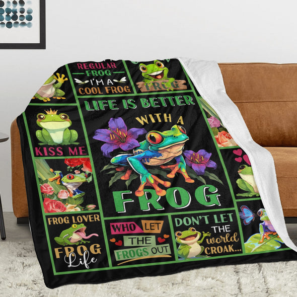 Frog Pattern Blanket Fleece Throw Blanket Super Soft Warm Gifts for Baby Girls Boys Kids Mom Grandma Room Decor