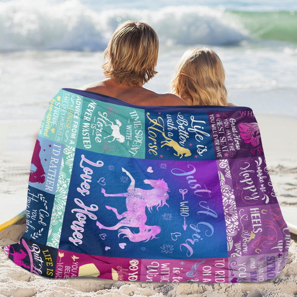 Horse Blanket Gift for Women Girl Who Loves Horses for Sofa Couch Bed Room Birthday Decor Bed Travel