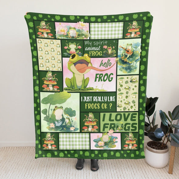 Frog Pattern Blanket Fleece Throw Blanket Super Soft Warm Gifts for Baby Girls Boys Kids Mom Grandma Room Decor