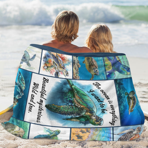 Turtle Pattern Blanket Fleece Throw Blanket Super Soft Warm Gifts for Baby Girls Boys Kids Mom Grandma Room Decor