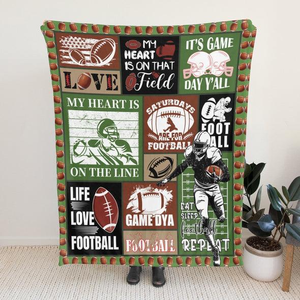 Football Pattern Blanket Fleece Throw Blanket Super Soft Warm Gifts for Baby Girls Boys Kids Mom Grandma Room Decor