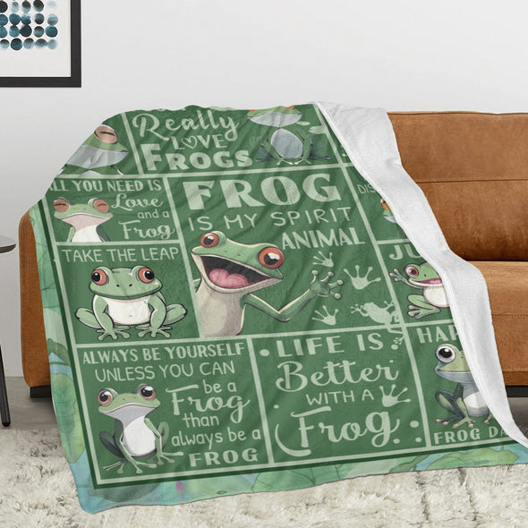 Frog Pattern Blanket Fleece Throw Blanket Super Soft Warm Gifts for Baby Girls Boys Kids Mom Grandma Room Decor