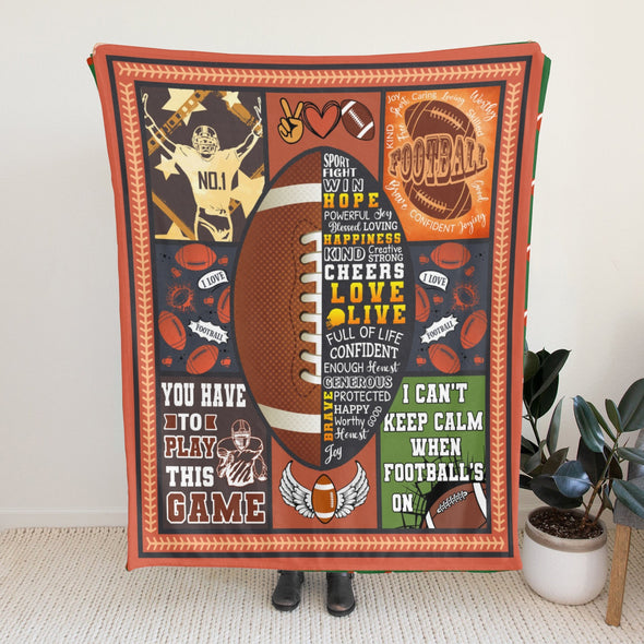 Football Pattern Blanket Fleece Throw Blanket Super Soft Warm Gifts for Baby Girls Boys Kids Mom Grandma Room Decor