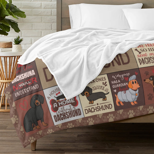 Dachshund Pattern Blanket Fleece Throw Blanket Super Soft Warm Gifts for Baby Girls Boys Kids Mom Grandma Room Decor