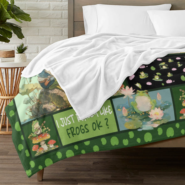 Frog Pattern Blanket Fleece Throw Blanket Super Soft Warm Gifts for Baby Girls Boys Kids Mom Grandma Room Decor