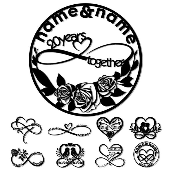 Personalized Wedding Gifts for the Couple Custom Metal Infinity Wall Art Sign Decor with Name and Date Anniversary Valentines Day Gifts
