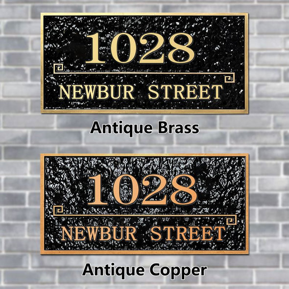 Custom House Address Signs with Number Street Name Personalized Home Address Plaque-Antique Brass