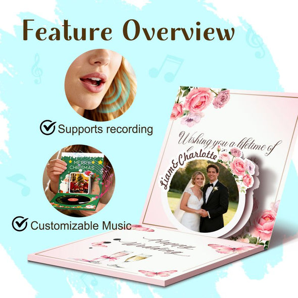Custom Musical Greeting Cards with Personalized Photo Music Christmas Birthdays Valentine's Day and Weddings Gift for Family Friends and Couples