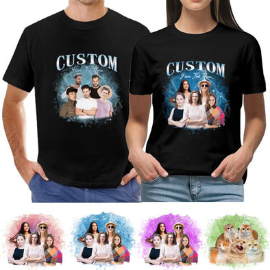 Personalized T Shirt with Picture, Custom Rap Poster Photo Short Sleeve for Men Women Gifts