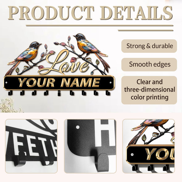 Personalized Metal Key Holder Custom Family Name Rack Hooks for Wall Mount Home Living Room Kitchen Decor Housewarming Wedding Gift