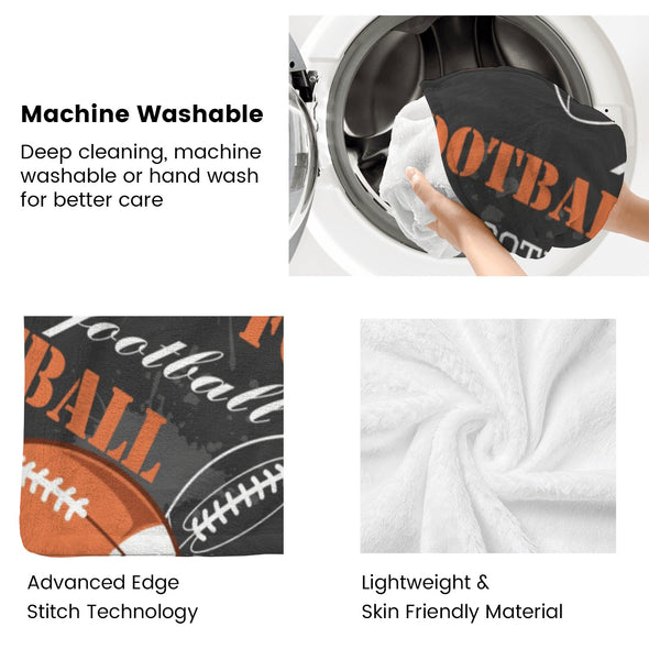 Football Pattern Blanket Fleece Throw Blanket Super Soft Warm Gifts for Baby Girls Boys Kids Mom Grandma Room Decor