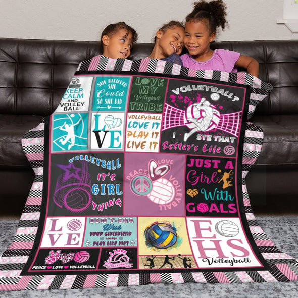 Volleyball Pattern Blanket Fleece Throw Blanket Super Soft Warm Gifts for Baby Girls Boys Kids Mom Grandma Room Decor